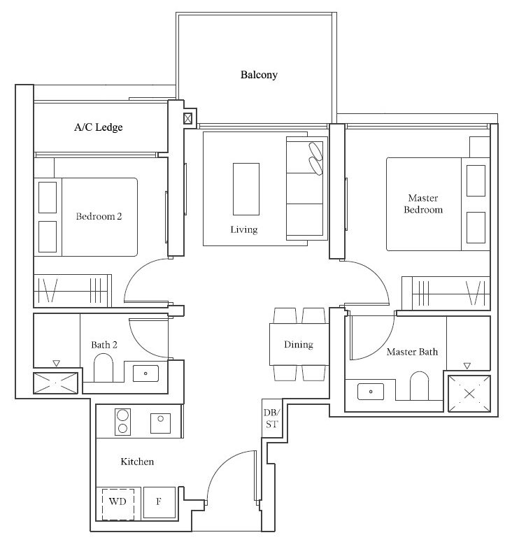Avenue South Residence 2-Bed for Sale Floor Plan