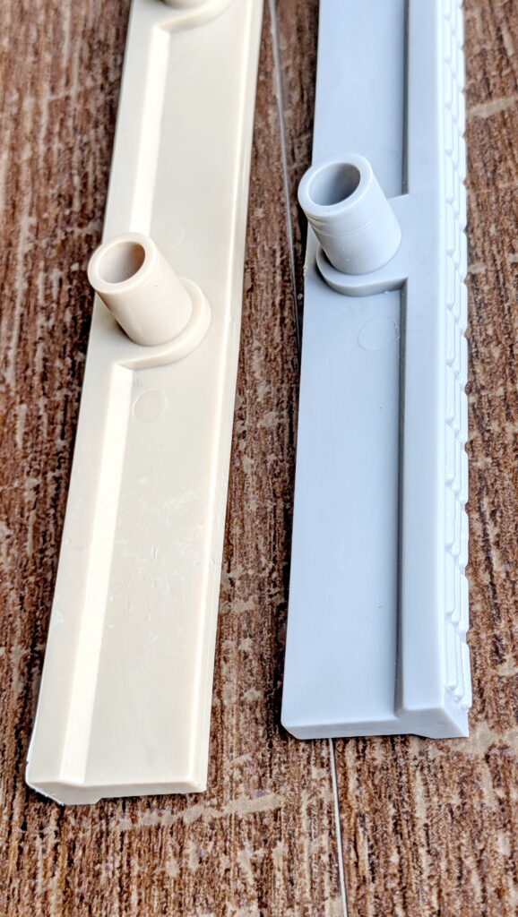 Individual solid-filled plastic drainage grating strip showing heavy-duty core construction